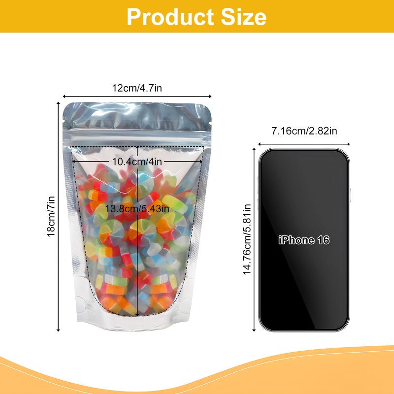 SumDirect Reusable Aluminium Foil Zipper Stand Up Food Pouches Bags with Notch for Food Storage 4.7x 7 Inches, 7.6oz, Pack of 50 - Image 2